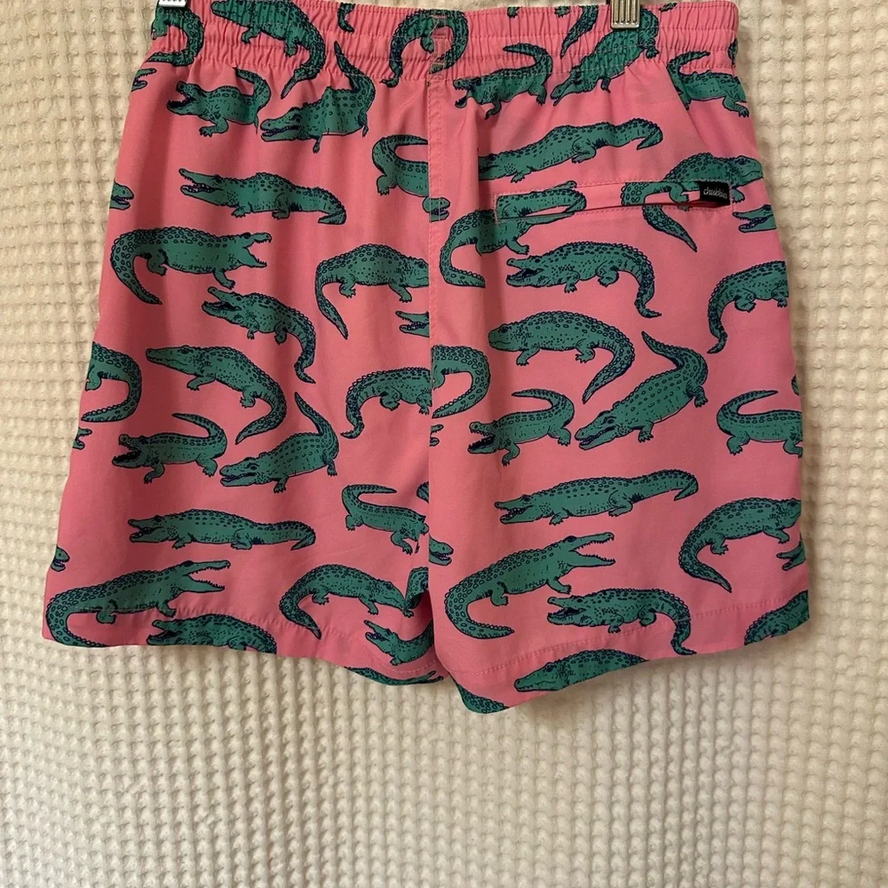 Chubbies Pink Swim Trunks with Alligator Print 5.5 length - Picture 3 of 4